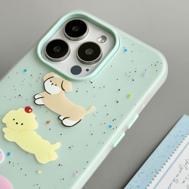 Funda híbrida TPU Policarbonato iPhone 16 Plus Party Line Dog White