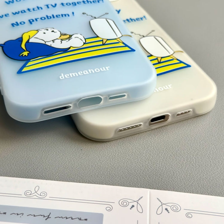 Funda híbrida TPU y PC iPhone 13 Pro Tacto de piel (Paraguas Verde Claro)