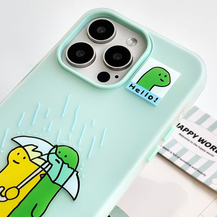 Funda híbrida TPU y PC iPhone 13 Pro Tacto de piel (Paraguas Verde Claro)