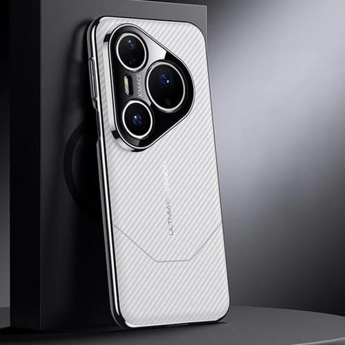 Funda premium de fibra de carbono con diseño de vanguardia para Huawei Pura 80 Pro / 80 Pro+ 5G (blanca)
