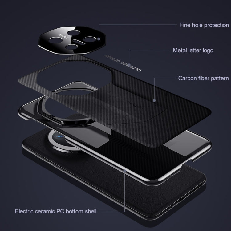 Funda para Teléfono Huawei Mate 70 Rs Ultimate con Imitación de Fibra de Carbono y Diseño Exclusivo (Negra)