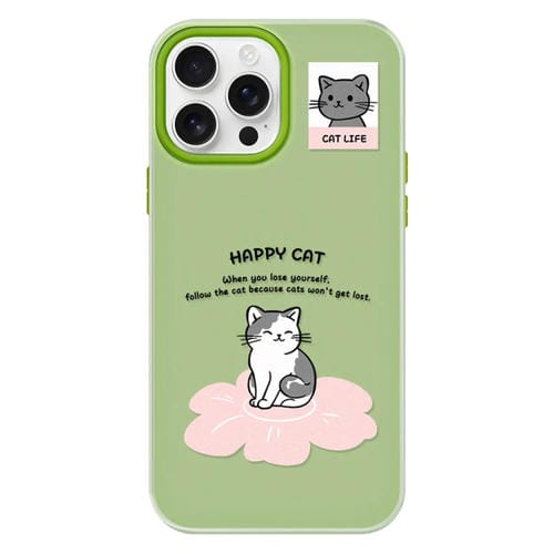 Funda híbrida TPU y PC iPhone 12 Pro Tacto Sedoso (Happy Cat Green)