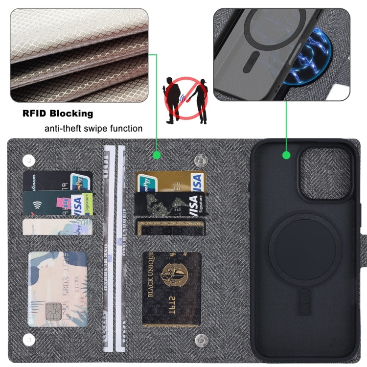 Funda de Cuero con Tapa Magnética Rfid Magsafe para iPhone 15 Pro Max Vili Gbs Series (Negra)