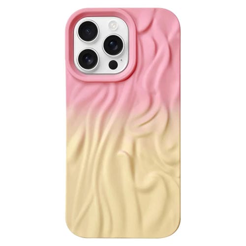Funda de TPU Esmerilada con Textura de Piel para iPhone 15 Pro Max (Rosa y Amarillo)