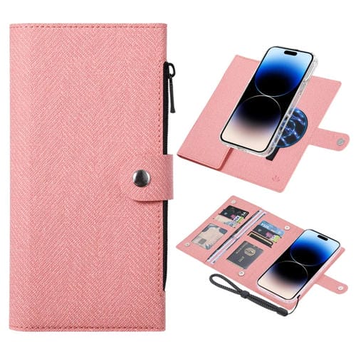 Funda de Cuero con Tapa Magnética Rfid Magsafe para iPhone 14 Pro Vili Gbs-C Series (Rosa)