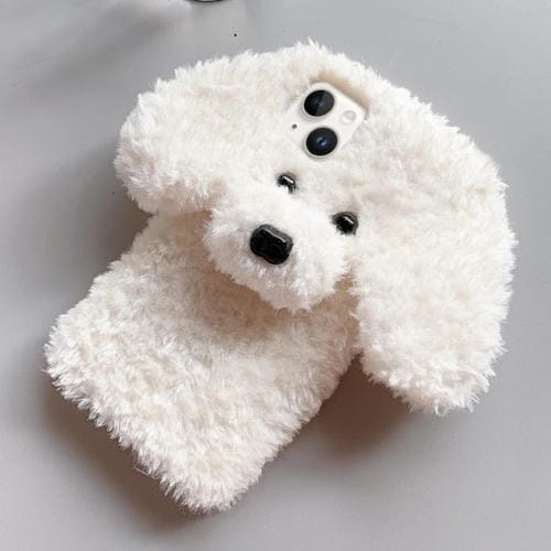 Funda TPU iPhone 15 Plus Diseño Perro de Peluche (Blanco)