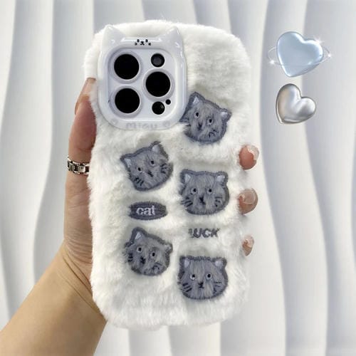 Funda de Silicona con Bordado de Gato para iPhone 12 Pro