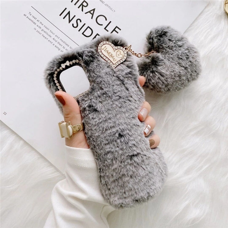 Funda de Silicona con Colgante y Diseño de Flores de Diamantes Dorados para iPhone 12 Pro (Gris)