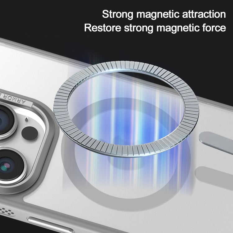Estuche para Teléfono Magsafe Marco de Lente Metal Esmerilado Sensación de Piel Enfriamiento Lateral para iPhone 15 (Rosa)