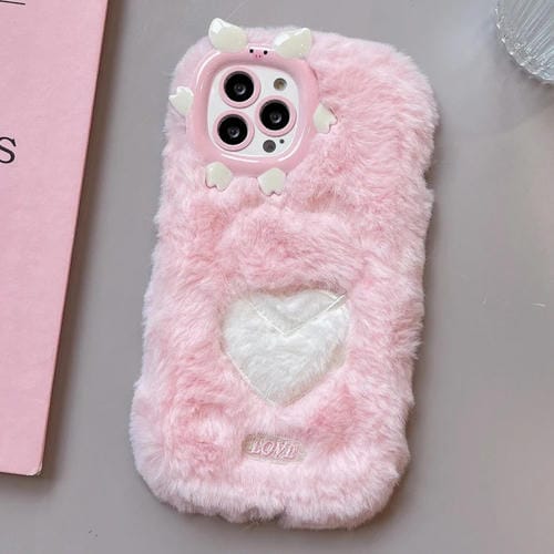 Funda TPU con Bordado de Felpa para iPhone 13 Pro Max (Corazón de Base)