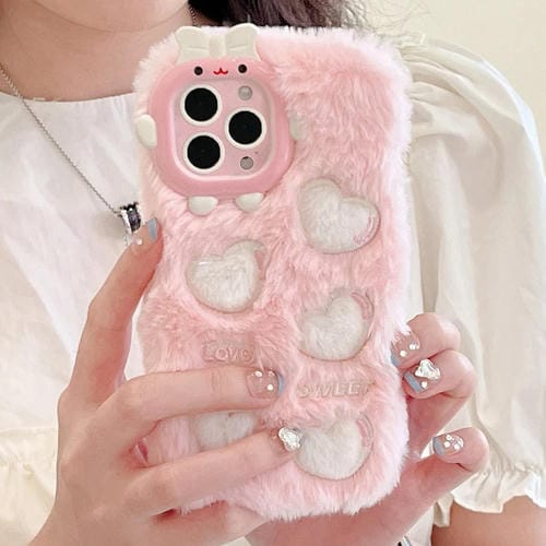 Funda de Teléfono TPU con Felpa Bordada para iPhone 12 Pro (Corazón Blanco)
