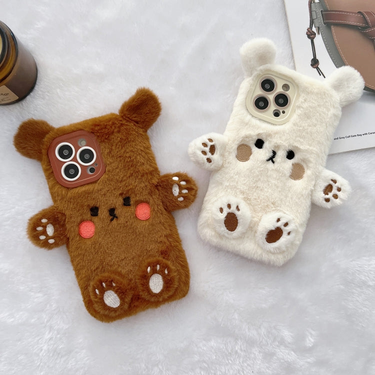 Funda para Teléfono iPhone 16 Plus con Osito de Peluche Sonriente en 3D (Marrón)