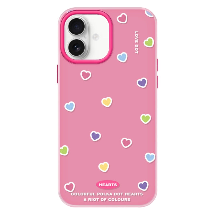 Funda híbrida TPU y PC iPhone 16 Plus Tacto Sedoso (Rojo, Rosa, Amor)