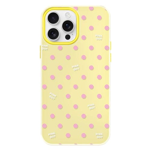 Funda híbrida TPU y Policarbonato iPhone 15 Pro Max con Tacto Sedoso (Lunares Amarillos)