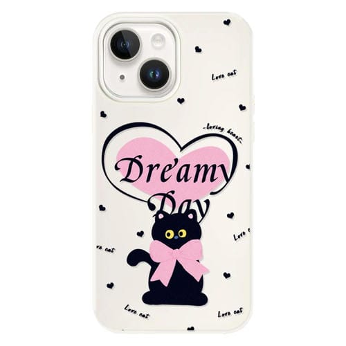 Funda híbrida TPU y PC iPhone 14 Tacto Sedoso (Love Cat White)
