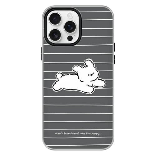 Funda híbrida TPU y PC iPhone 14 Pro con tacto de piel (Running Puppy Black)