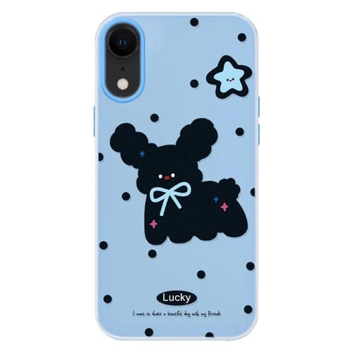 Funda híbrida TPU Policarbonato iPhone Xr Tacto sedoso (Negro Azul)