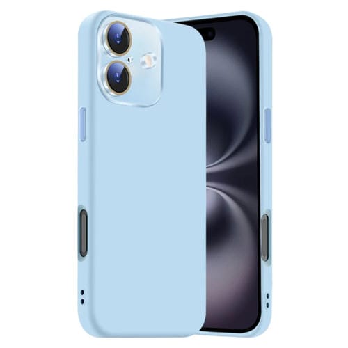 Funda de Silicona Líquida para iPhone 16 Plus con NanoLente (Azul Claro)