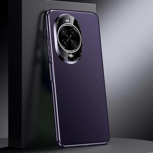Funda de PC de cuero genuino para Huawei Nova 14 (morado oscuro)