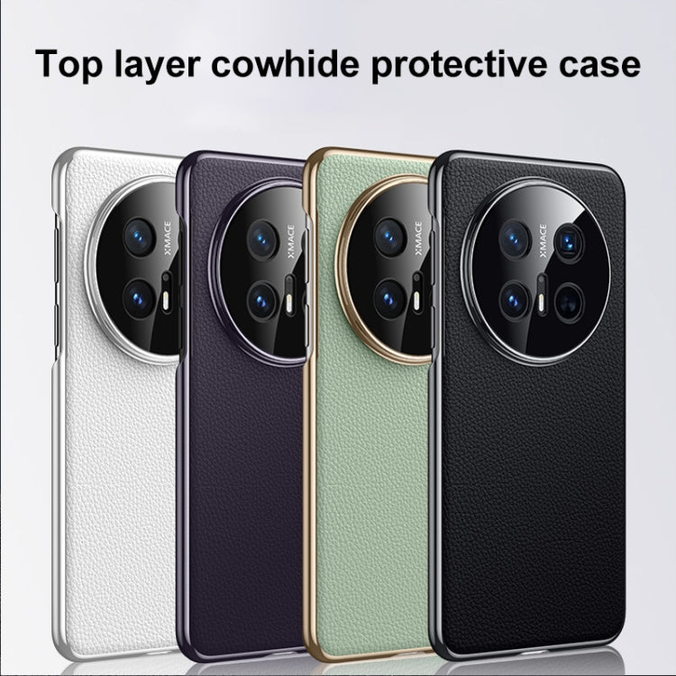 Funda de PC de cuero genuino para Huawei nova 14 Ultra (naranja)