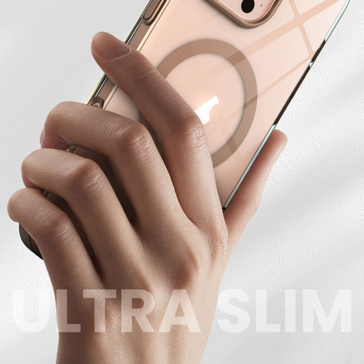 Funda para Teléfono PC Magsafe Delgado con Contraste de Color para iPhone 15 Plus (Naranja)