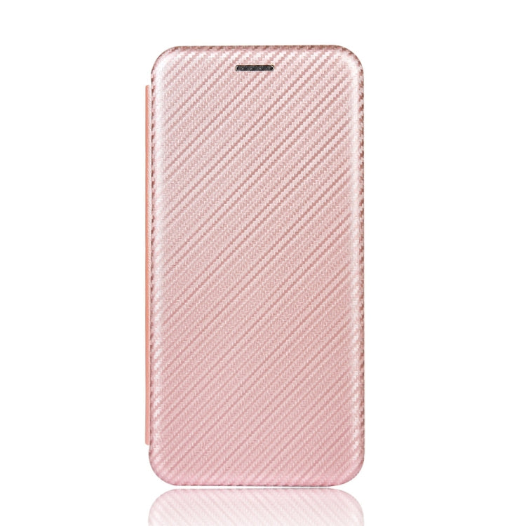 Para Sony Xperia 1 Funda de cuero con tapa magnética horizontal con textura de fibra de carbono TPU + PC + PU con ranura para tarjeta (rosa)