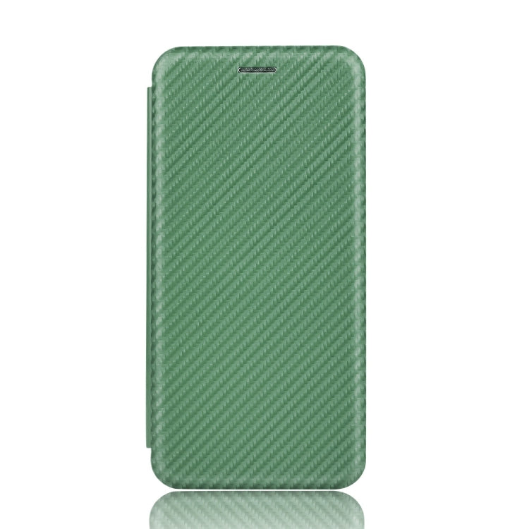 Para Sony Xperia 10 Plus Funda de cuero con tapa magnética horizontal con textura de fibra de carbono TPU + PC + PU con ranura para tarjeta (verde)