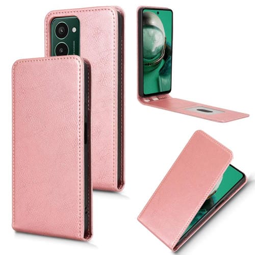 Funda de Cuero Magnética con Tapa Vertical para Teléfono Hmd Pulse / Pulse Pro / Pulse+ (Oro Rosa)