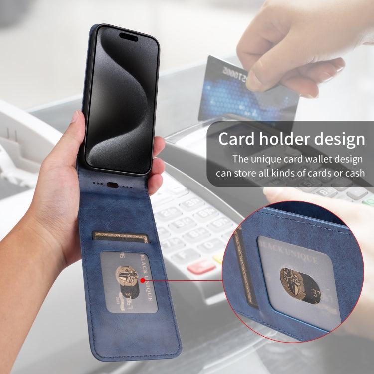 Funda de Cuero Magnética con Tapa Vertical para Teléfono TCL 503 (Azul)