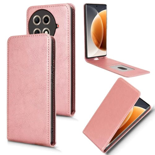 Funda de Cuero con Tapa Vertical Magnética para Tecno Camon 30S 4G y Camon 30S Pro 4G (Oro Rosa)