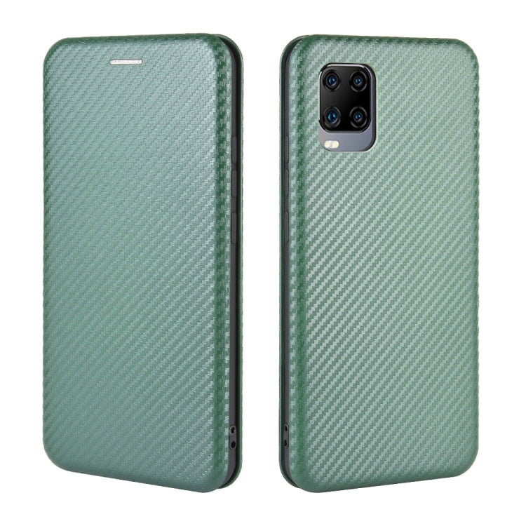 Para ZTE Axon 11 5G Textura de fibra de carbono magnética con tapa horizontal TPU + PC + Funda de cuero PU con ranura para tarjeta (verde)