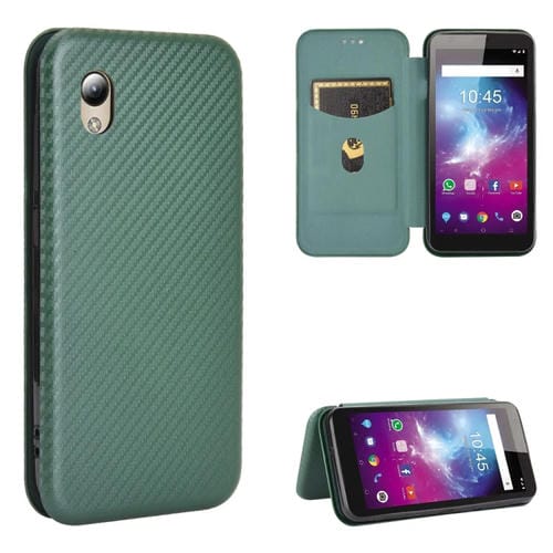 Para ZTE Blade A3 Lite Textura de fibra de carbono Flip horizontal magnético TPU + PC + Funda de cuero PU con ranura para tarjeta