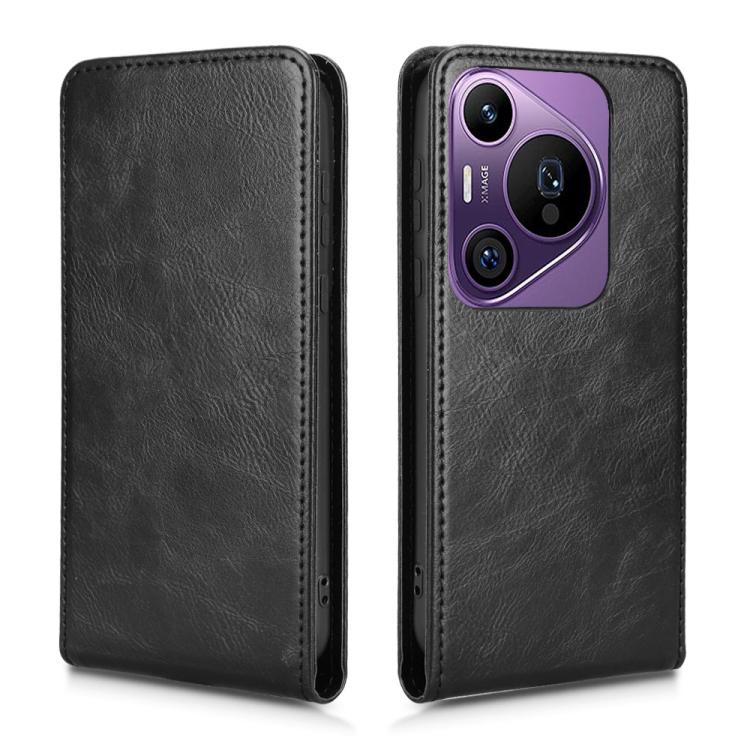 Funda de Cuero con Tapa Vertical Magnética para Huawei Pura 70 Pro 5G y 70 Pro+ 5G (Negra)