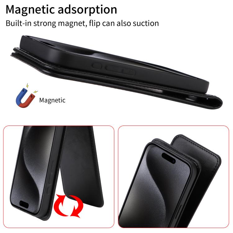 Funda de Cuero con Tapa Vertical Magnética para Huawei Pura 70 Pro 5G y 70 Pro+ 5G (Negra)