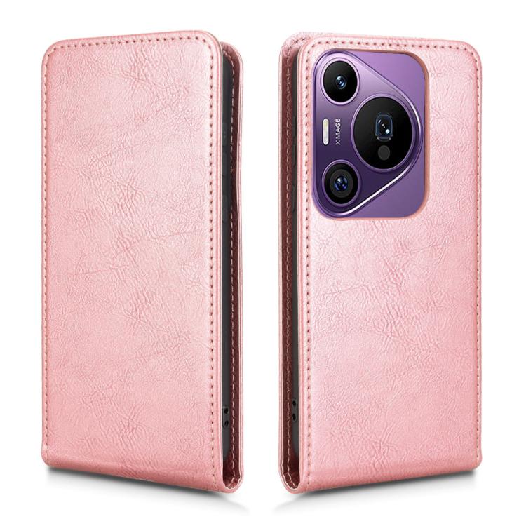 Funda Cuero con Tapa Vertical Magnética para Huawei Pura 70 Pro 5G/70 Pro+ 5G (Oro Rosa)