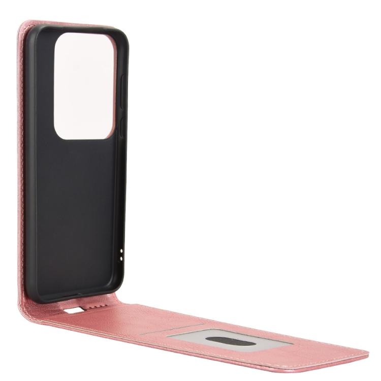 Funda Cuero con Tapa Vertical Magnética para Huawei Pura 70 Pro 5G/70 Pro+ 5G (Oro Rosa)