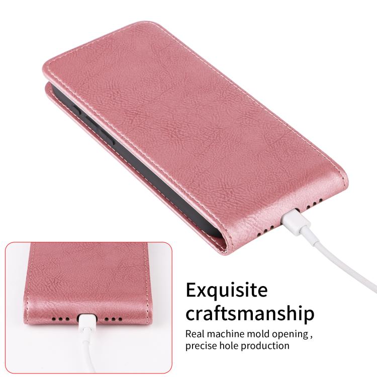 Funda Cuero con Tapa Vertical Magnética para Huawei Pura 70 Pro 5G/70 Pro+ 5G (Oro Rosa)