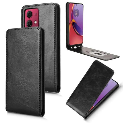 Funda de Cuero con Tapa Vertical Magnética para Motorola Moto G84 5G (Negro)