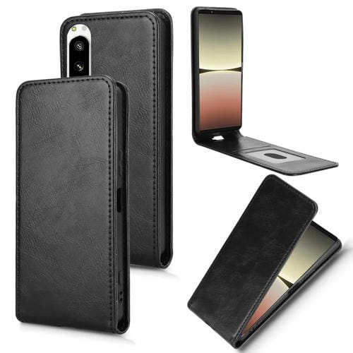 Funda de Cuero para Sony Xperia 5 IV con Tapa Vertical Magnética (Negra)