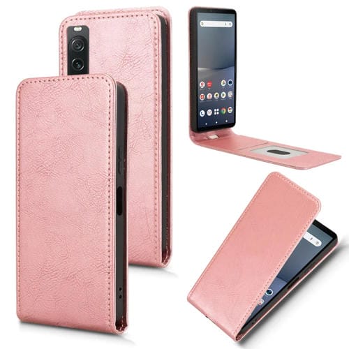 Funda de Cuero con Tapa Vertical Magnética para Sony Xperia 10 V (Oro Rosa)