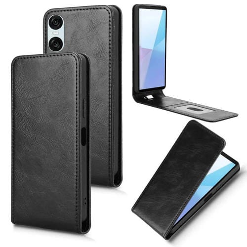Funda de Cuero con Tapa Vertical Magnética para Sony Xperia 10 Vi (Negra)