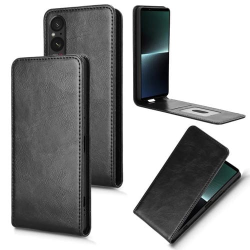 Funda de Cuero con Tapa Vertical Magnética para Sony Xperia 1 V (2023) (Negra)