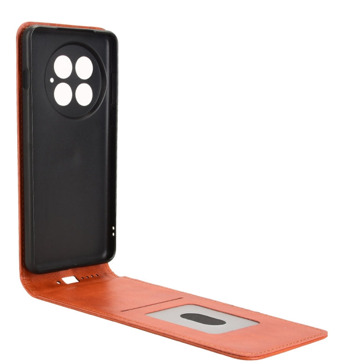 Funda de Cuero con Tapa Vertical Magnética para OnePlus 13 (Marrón)