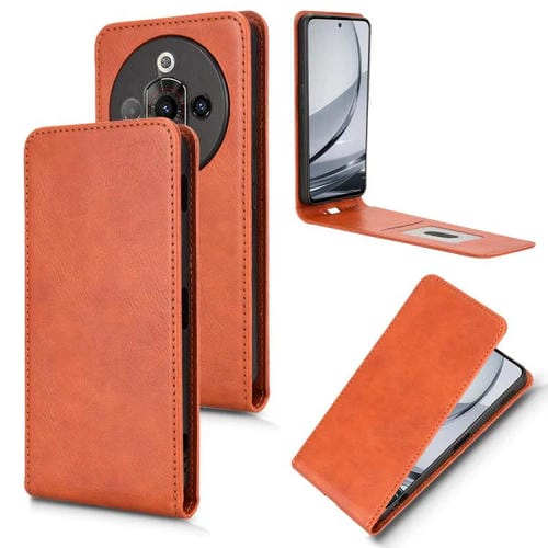 Funda de Cuero con Tapa Vertical Magnética para ZTE Nubia Focus Pro (Marrón)