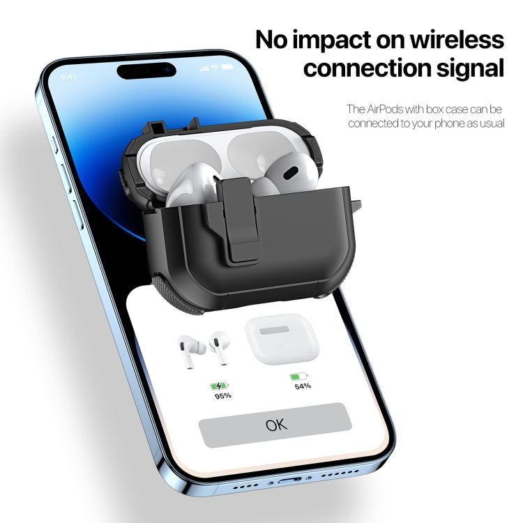 Estuche para Auriculares Dux Ducis Pecp Series para Airpods 4 con Gancho Dividido (Verde y Blanco)