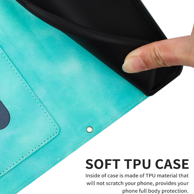 Funda de Cuero para iPhone 16E con Estampado Floral y Cordón (Verde)