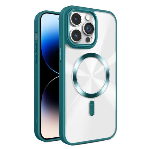 Funda para Teléfono Magsafe iPhone 14 Pro Textura Cd Brillante (Verde Oscuro)