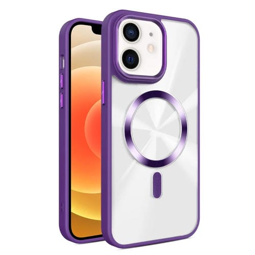 Funda para Teléfono Magsafe iPhone 12 Textura Cd Deslumbrante (Morado Oscuro)