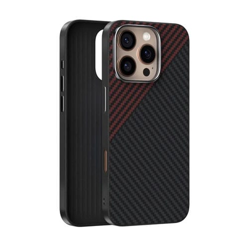 Funda para Teléfono Abeel C Carbon Fiber Series 6D Micro Relief Magsafe para iPhone 15 Pro Max (Negro y Rojo)