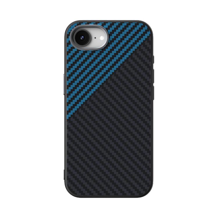 Funda para iPhone 16E Abeel C Carbon Fiber Series 6D Micro Relief Magsafe (Negra y Azul)